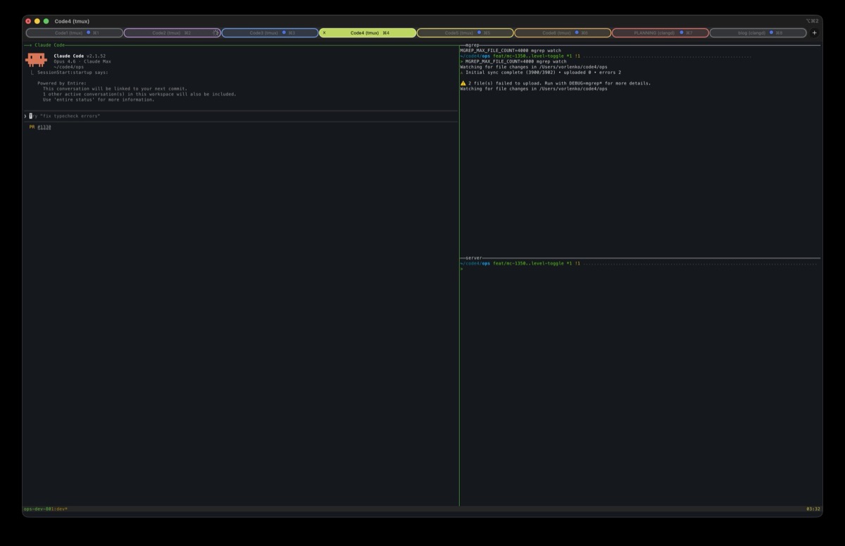 My iTerm2 workspace with a bunch of tabs