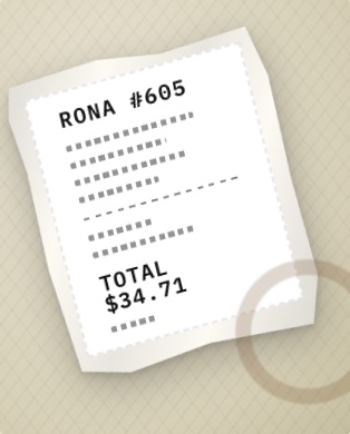 Illustration of a Rona receipt for $34.71